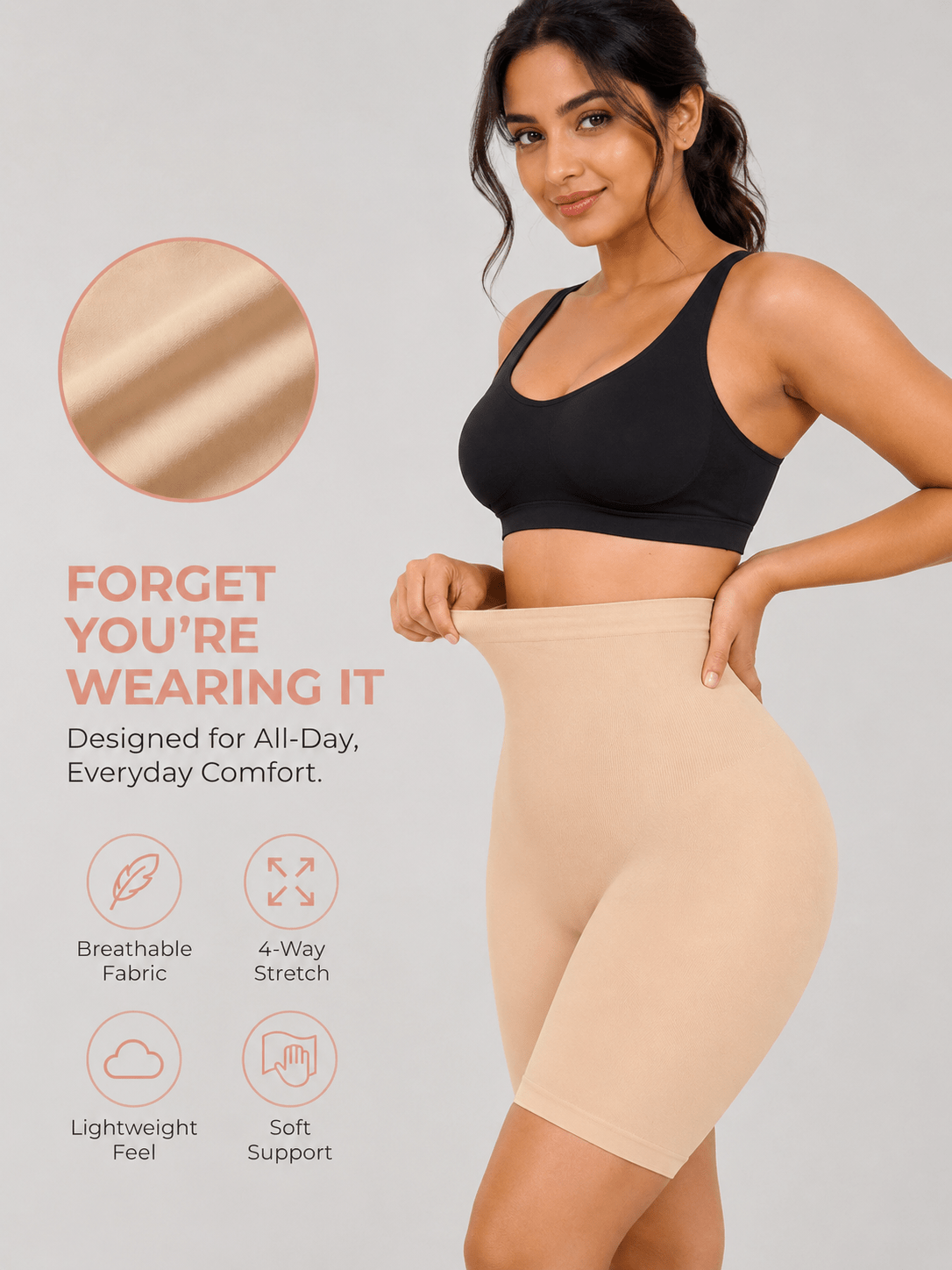 All Day wear High-Waisted Shapewear Tummy Control Shorts
