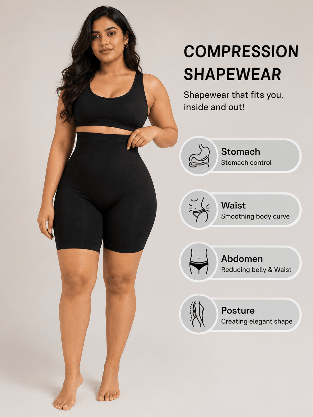 All Day wear High-Waisted Shapewear Tummy Control Shorts