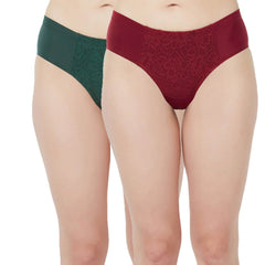 SOIE Woman - High Waist Full Coverage Lace Brief (Pack-2) - Panty -for Women