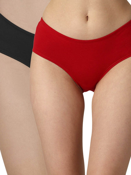SOIE Woman - High Coverage Mid Rise Solid Cotton Brief Panty Combo (Pack of 2) - Panty -for Women