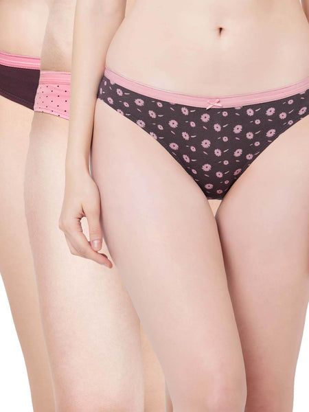 SOIE Woman - Mid Rise Medium Coverage Solid and Printed Cotton Stretch Brief Panty (Pack of 3) - Panty -for Women