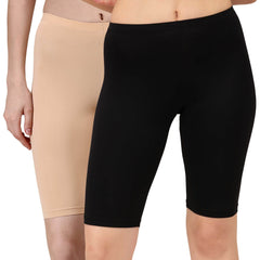 SOIE Woman - Polyamide Spandex Knee Length Cycling Shorts (PACK of 2) - -for Women