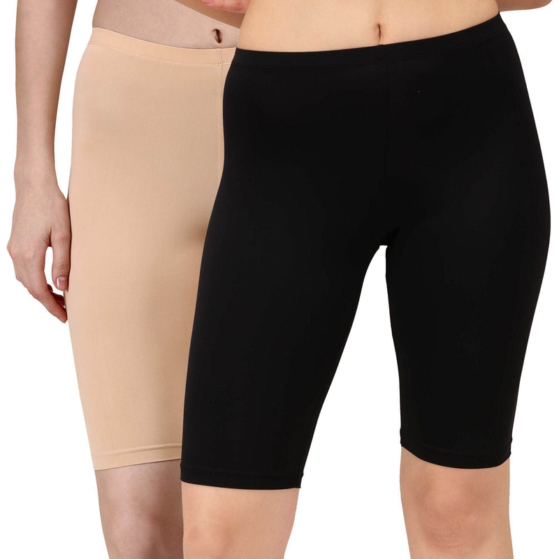SOIE Woman - Polyamide Spandex Knee Length Cycling Shorts (PACK of 2) - -for Women