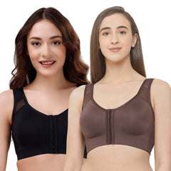 SOIE Woman - Front Closure Full Coverage Non Padded Non Wired Bra - -for Women