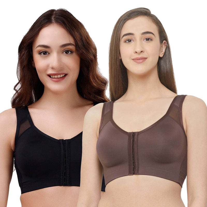 SOIE Woman - Front Closure Full Coverage Non Padded Non Wired Bra - -for Women
