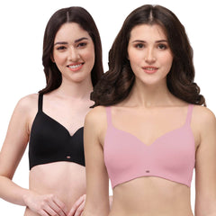 SOIE Woman - Full Coverage Padded Non Wired Ultra Soft Seamless Bra Combo - -for Women