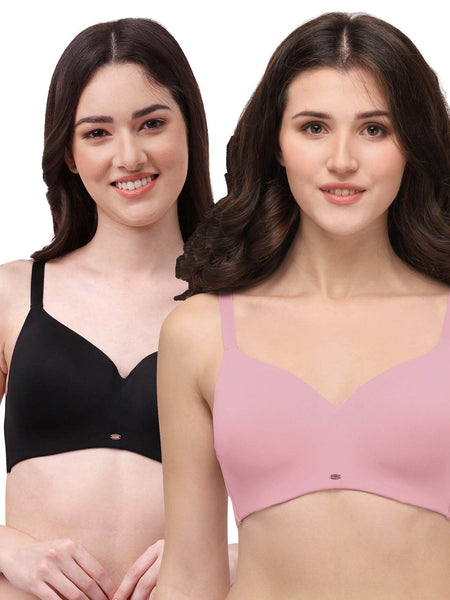 SOIE Woman - Full Coverage Padded Non Wired Ultra Soft Seamless Bra Combo - -for Women