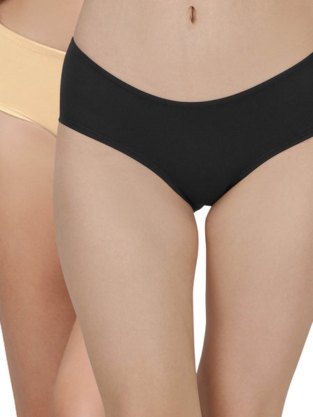 SOIE Woman - High Coverage Mid Rise Solid Cotton Brief Panty Combo (Pack of 2) - Panty -for Women