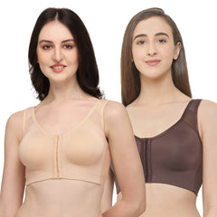 SOIE Woman - Front Closure Full Coverage Non Padded Non Wired Bra - -for Women