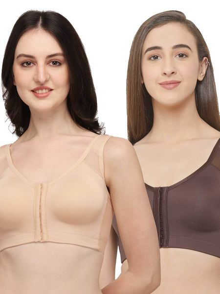 SOIE Woman - Front Closure Full Coverage Non Padded Non Wired Bra - -for Women