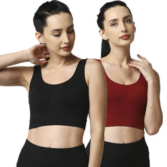 SOIE Woman - Medium Impact Non Padded Non Wired Long Line Sports Bra (Pack of 2) - Sports Bra -for Women