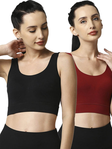 SOIE Woman - Medium Impact Non Padded Non Wired Long Line Sports Bra (Pack of 2) - Sports Bra -for Women