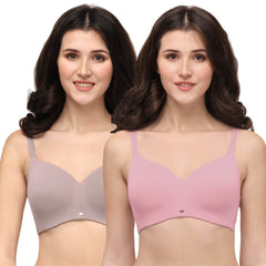 SOIE Woman - Full Coverage Padded Non Wired Ultra Soft Seamless Bra Combo - -for Women