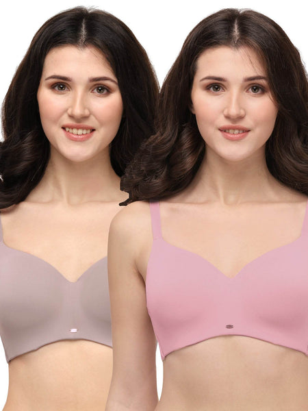 SOIE Woman - Full Coverage Padded Non Wired Ultra Soft Seamless Bra Combo - -for Women
