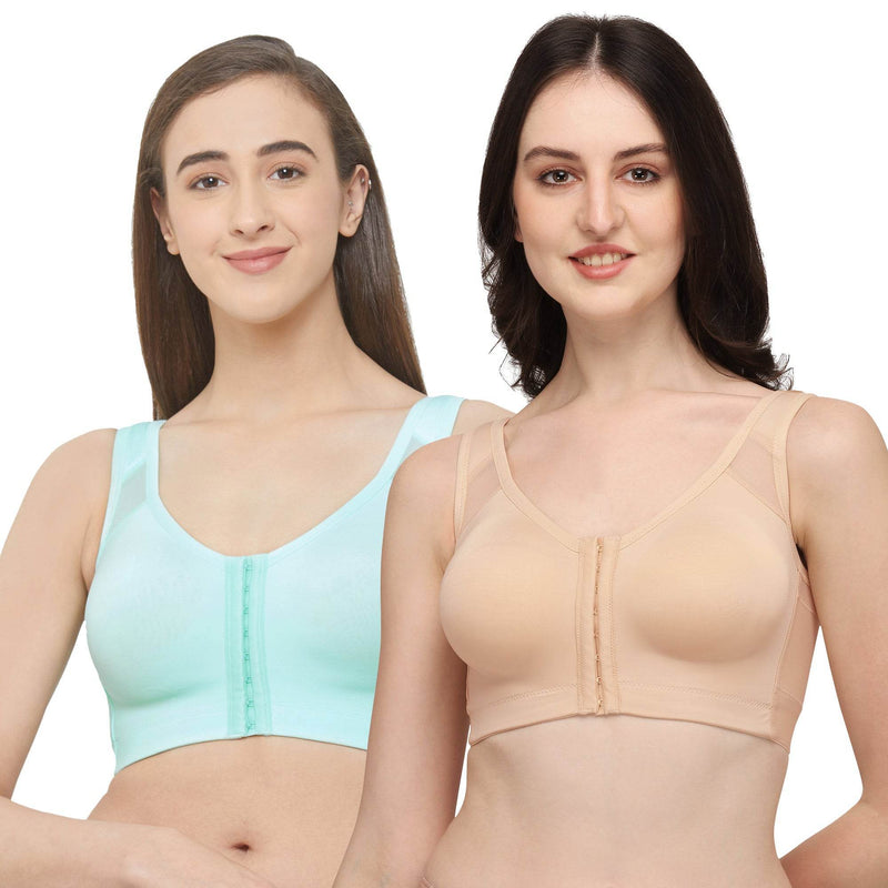 SOIE Woman - Front Closure Full Coverage Non Padded Non Wired Bra - -for Women