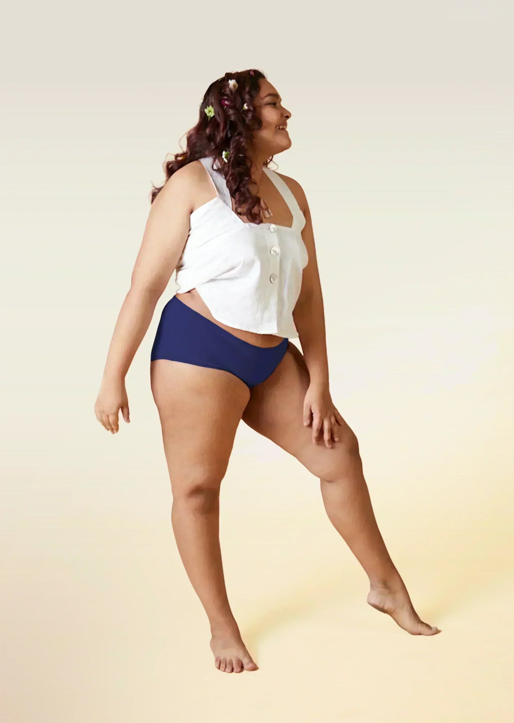 Blue High-waist Bamboo Underwear