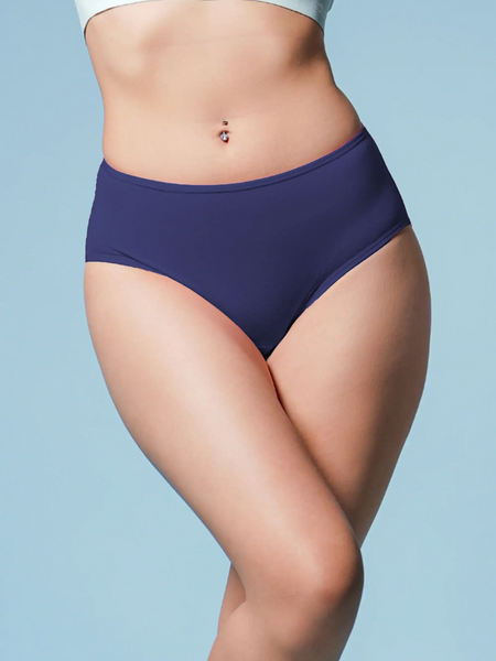 Blue High-waist Bamboo Underwear