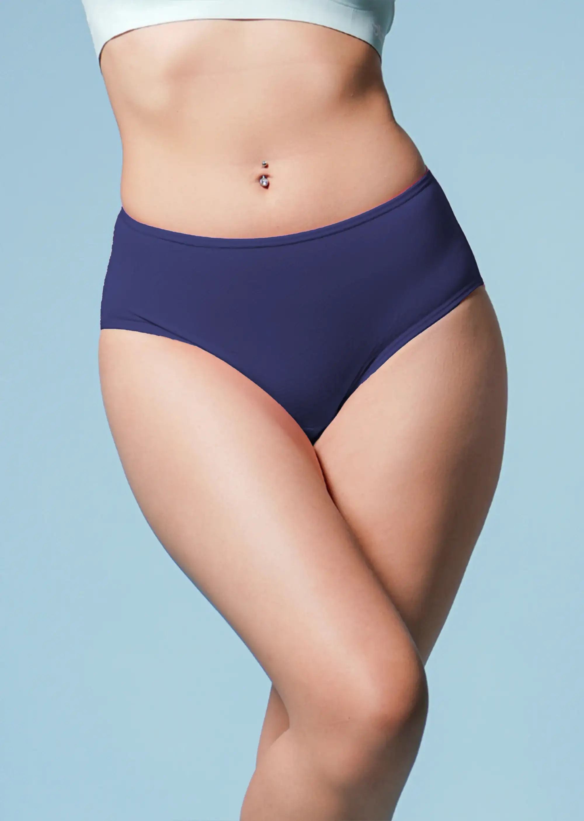 Blue High-waist Bamboo Underwear