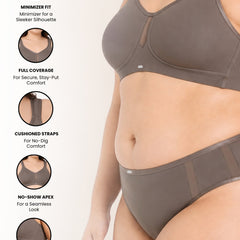 Full Coverage Minimiser Bra with High Waist Brief Set