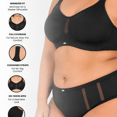 Full Coverage Minimiser Bra with High Waist Brief Set