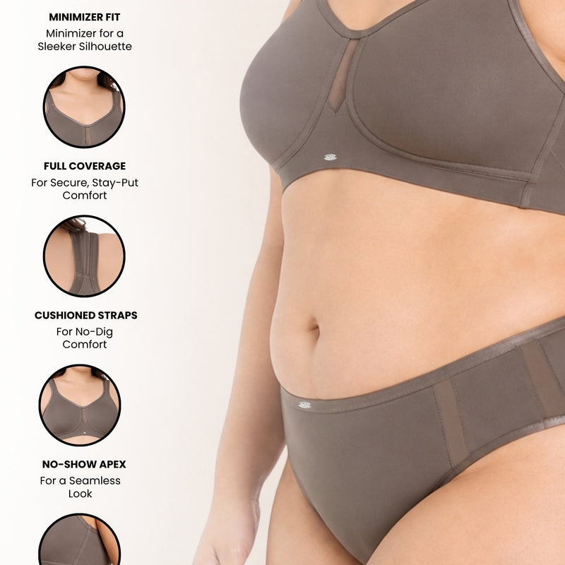 Full Coverage Minimizer Bra with No-Show Cups