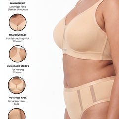 Full Coverage Minimiser Bra with High Waist Brief Set