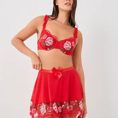Brachy Women Red Honeymoon Bridal Babydoll Lingerie Set Underwire Hot Dress