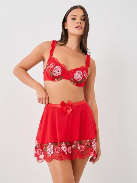 Brachy Women Red Honeymoon Bridal Babydoll Lingerie Set Underwire Hot Dress