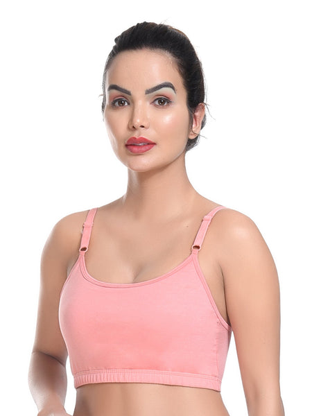 Bamboo Fabric Teenager Bra Non-Padded Non-Wired | Pop-On Bra | Detachable And Adjustable Straps | High Coverage Bra For Teenager | Pack of 2