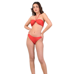 Drawstring Tie Halter Bikini Set
