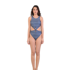 Navy stripe Monokini with twist detail