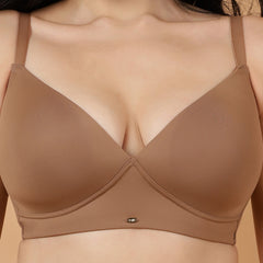 Full Coverage Padded Non-Wired T-shirt Bra with High Rise Full Coverage Brief