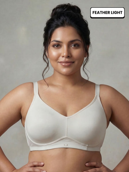 Full Coverage Non Padded Non Wired full Support: Spacer Fabric Cup T-shirt Bra