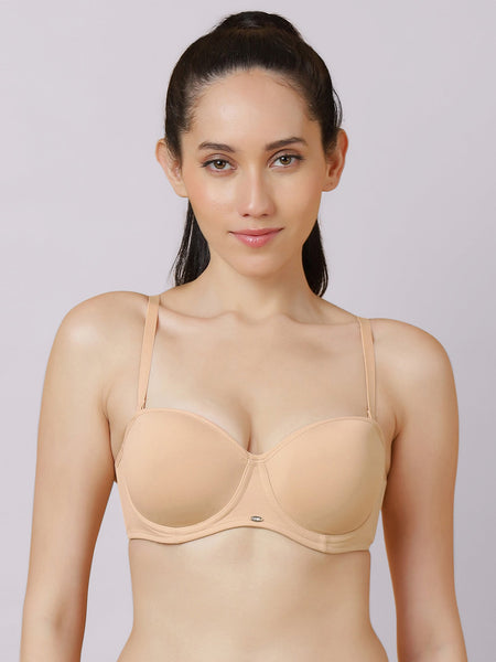Medium Coverage Padded Wired Multiway Strapless Bra with Detachable Straps