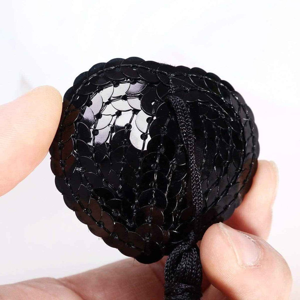Women Black Adhesive Breast Pads Bra Reusable Silicone Heart-Shaped Nipple Cover