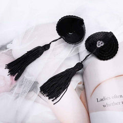 Women Black Adhesive Breast Pads Bra Reusable Silicone Heart-Shaped Nipple Cover