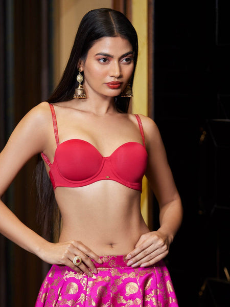 SOIE Woman - Medium Coverage Padded Underwired Multiway Transparent Back Bra - Bra -for Women