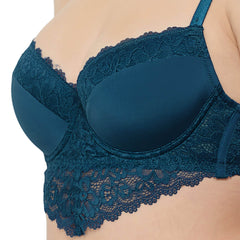 SOIE Woman - Semi/Medium Coverage Padded Wired Demi Cup Lacy Bra - Bra -for Women