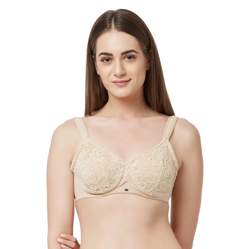 SOIE Woman - Full Coverage Non Padded Wired Lace Bra - Lacy Bra -for Women