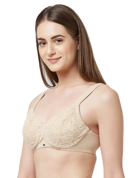 SOIE Woman - Full Coverage Non Padded Wired Lace Bra - Lacy Bra -for Women