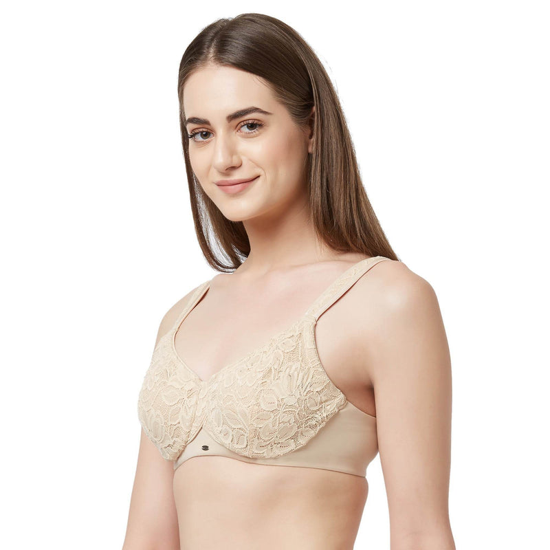 SOIE Woman - Full Coverage Non Padded Wired Lace Bra - Lacy Bra -for Women