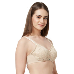 SOIE Woman - Full Coverage Non Padded Wired Lace Bra - Lacy Bra -for Women