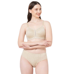 SOIE Woman - Full Coverage Non Padded Non Wired Lace Bra with High Waist Lace Brief - -for Women