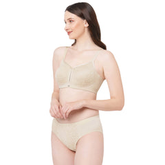 SOIE Woman - Full Coverage Non Padded Non Wired Lace Bra with High Waist Lace Brief - -for Women