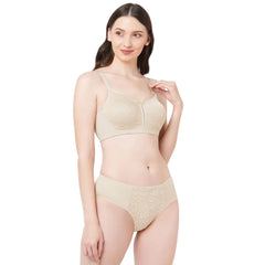 SOIE Woman - Full Coverage Non Padded Non Wired Lace Bra with High Waist Lace Brief - -for Women
