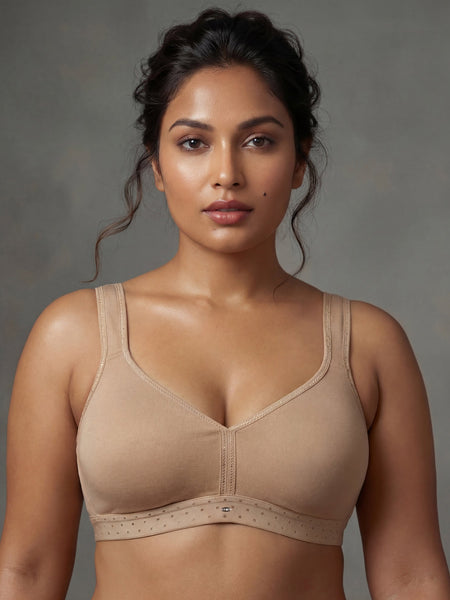Non Padded Non Wired Stretch Cotton Full Coverage T-shirt Bra