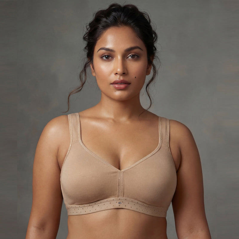 Non Padded Non Wired Stretch Cotton Full Coverage T-shirt Bra
