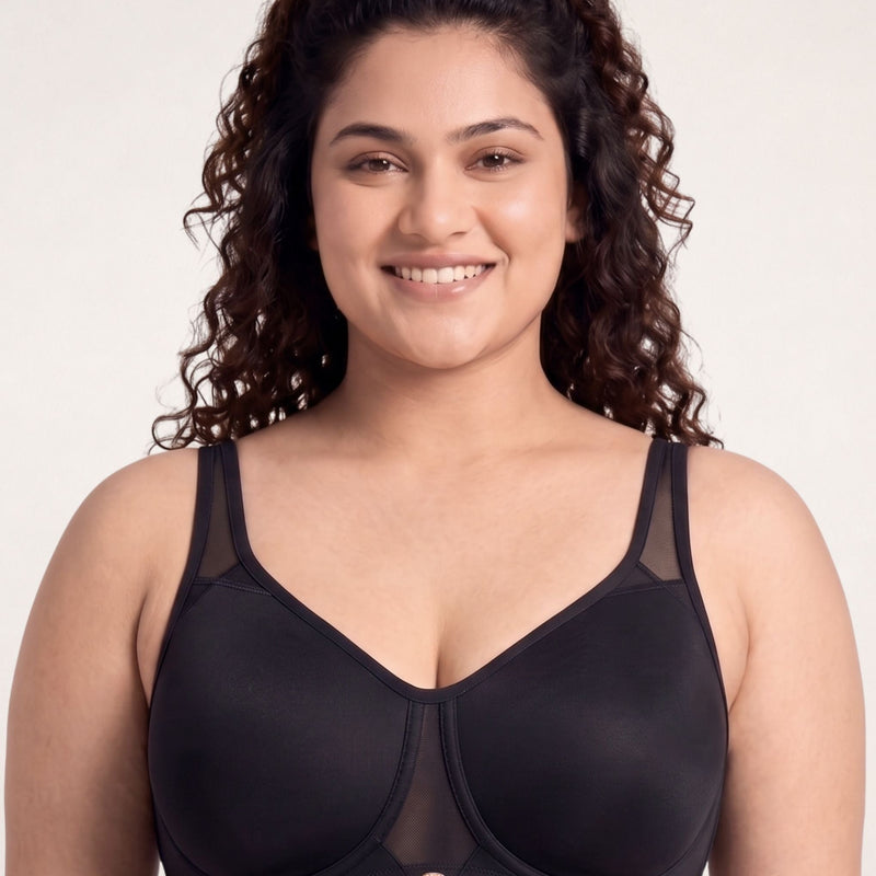 Non Padded Non wired Full Coverage Spacer Fabric Cups Minimiser T-Shirt Bra