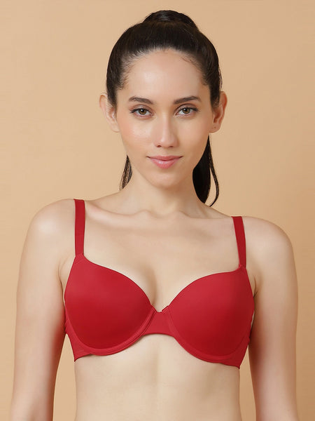 Padded Underwired Medium Coverage T-Shirt Bra with Push-Up Look