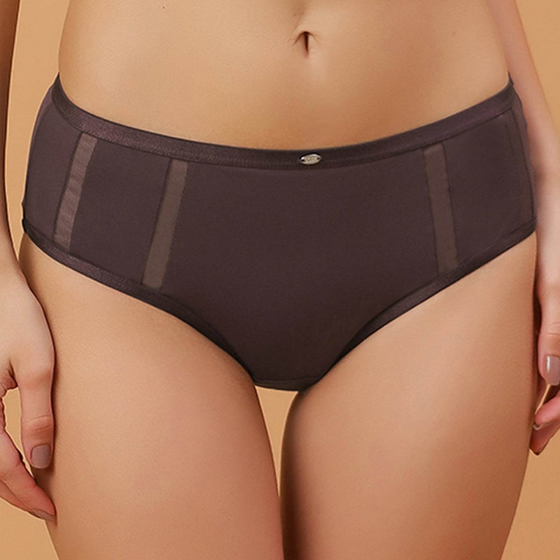 SOIE Woman - High Waist Full Coverage Mesh Panelled Brief - Panty -for Women